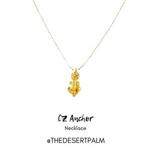 CZ Anchor Pendant Necklace ✨ | Two-Tone Nautical Anchor Charm Necklace